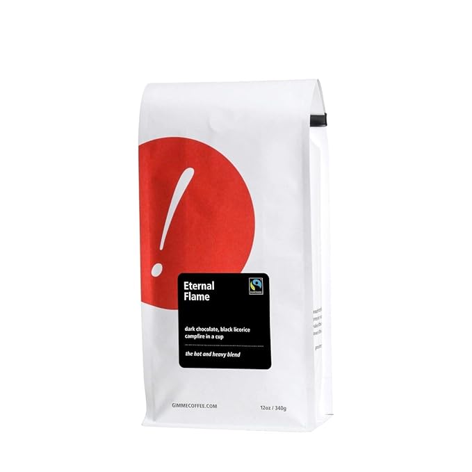 Eternal Flame Blend - Certified Fairtrade - Roasted by Gimme! Coffee - Whole Bean Coffee - 6 Ounce Bag