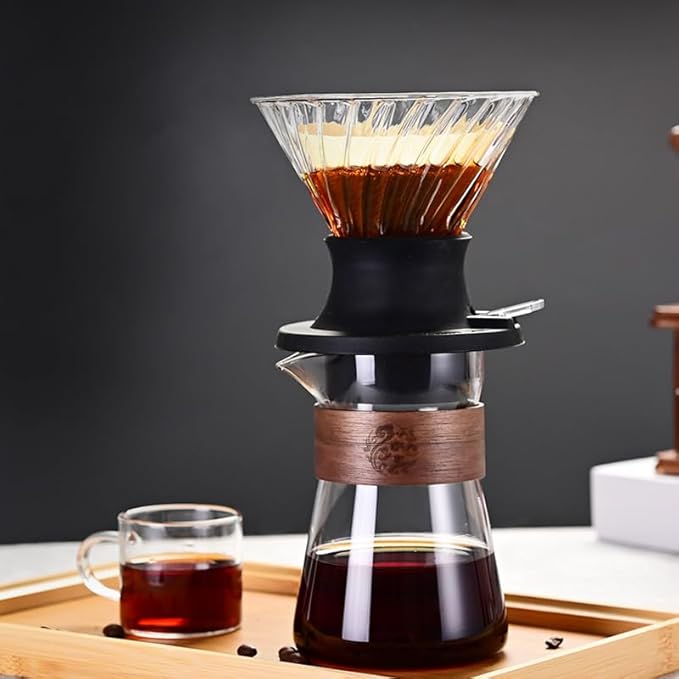 BeeCa Clever Coffee Dripper, Glass Coffee Maker with One-Switch Control for French Press & Drip Styles, Beginner-Friendly All-in-One Brewing System, Includes Paper Filters (Size 02)