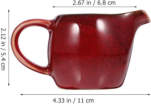 Amosfun Ceramic Milk Pitcher with Handle and Spout 4.33 Inch Small Creamer for Coffee Tea Sauce and Salad Dressing Multi-Functional Stoneware Cream Pot for Home Kitchen Dining