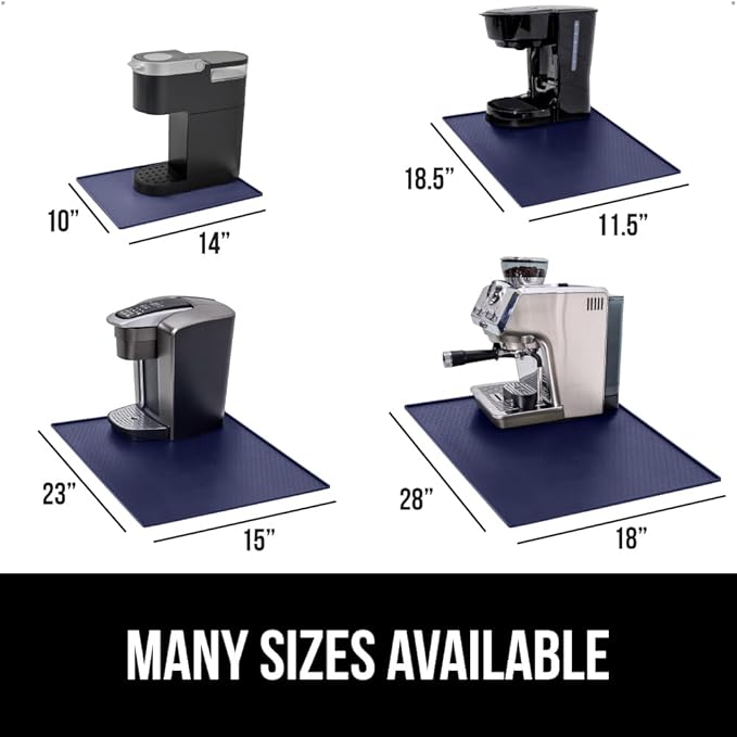 GORILLA GRIP Silicone Coffee Mat, 18x28, Espresso Machine Bar Accessories, Keep Kitchen Counters Clean, Stays in Place, Waterproof and Heat Resistant Dish Drying Mats, Home Decor Essentials, Navy