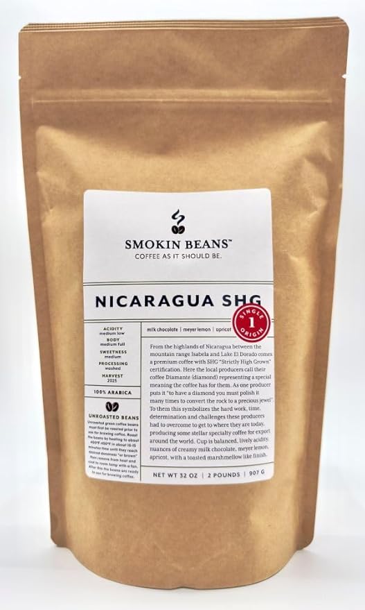 2-Pound (Pack of 1) Nicaragua, Unroasted Green Coffee Beans, Fresh Current Crop Specialty Grade, For Home Coffee Roasters