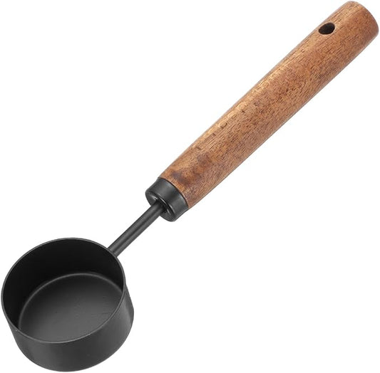 uxcell Measuring Spoon, 15ml Stainless Steel Coffee Scoop Spoon with with Wood Handle for Ground Coffee Tea Sugar Cooking Baking, Black