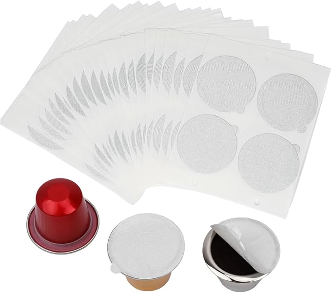 Aluminum Espresso Lids Foil Seals Stickers for Reusable Espresso Capsules Refillable Coffee Pods Stainless Steel Cups Filters Compatible with Nespresso Original Line Machines (100 Pcs Lids (37mm))