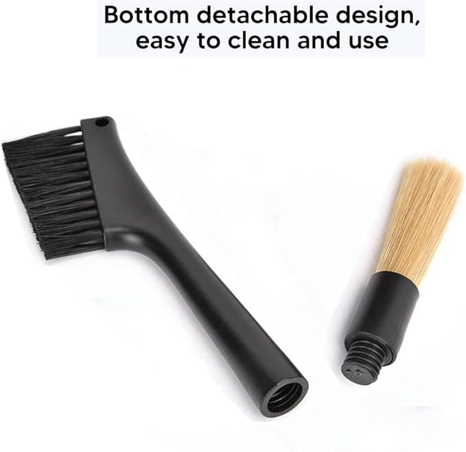 Tsinghwang 2 Pack Coffee Machine Cleaning Brush, Dual Purpose Dusting Espresso Grinder Brush, Black, Polypropylene, PET Bristles