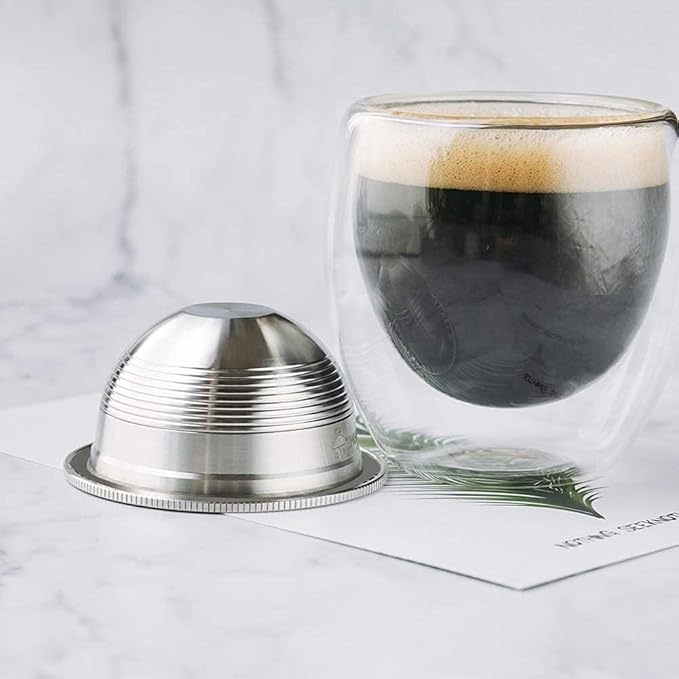 Stainless Steel Reusable Coffee Capsule, Metal Refillable Coffee Pod Brewing Espresso 70ML/2.40Z(SMALL), Compatible with N-espresso Ver-tuoPlus XN903/XN900 / Vertuo-line GCA1/ENV135/ENV150