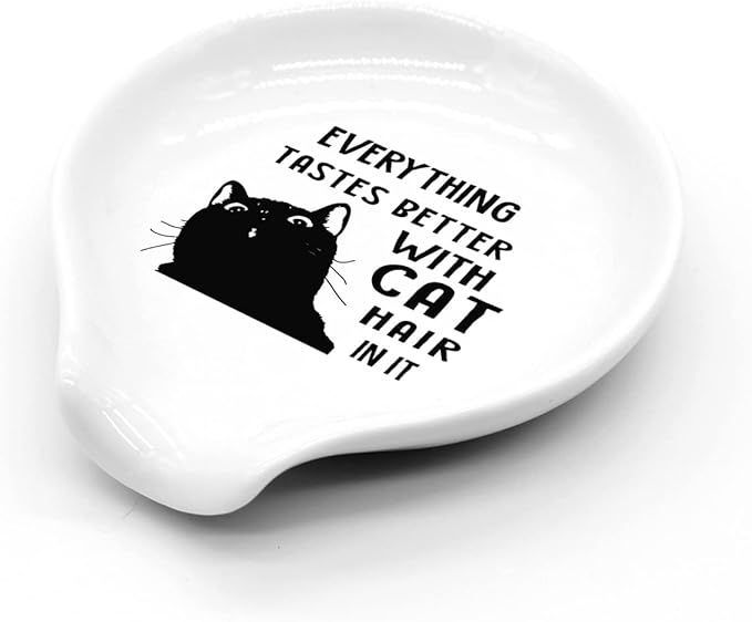 Funny Black Cat Coffee Spoon Holder-Coffee Spoon Rest -Coffee Station Bar Accessories-Gift for Cats Lovers