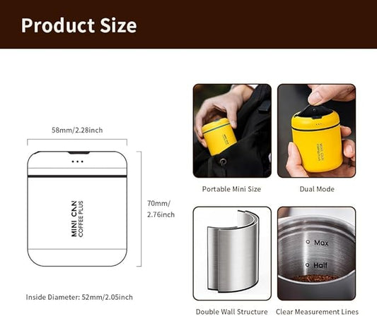 watchget Portable Mini Airtight Coffee Canister for 1cup - Stainless Steel Coffee Bean Storage with CO2 Releasing Valves, Compact and Travel-Friendly Container for 1oz/30g Beans, Grounds, Green