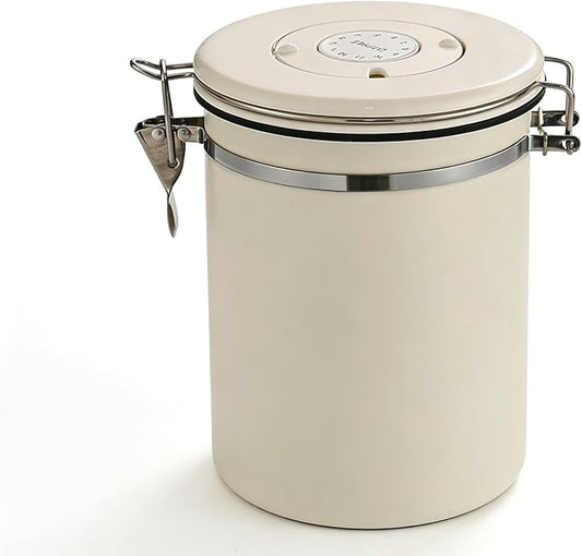 MEGAWISE 304 Stainless Steel Coffee Canister – Large Capacity Kitchen Container with CO₂ Valve & Date Tracker, Vacuum-Sealed Canister for Coffee Beans, Grounds & Dry Goods (1.8, Liters)