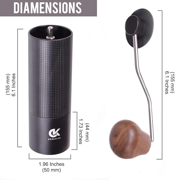 Ultra Black Manual Coffee Grinder with 30g Capacity, Precision CNC Stainless Steel Conical Burr, Adjustable Grind Settings, Portable Hand Grinder for Home, Office, Travel & Camping
