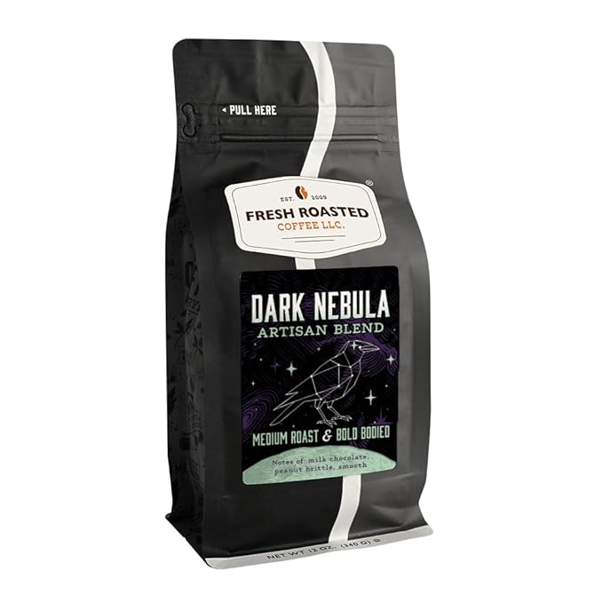 Fresh Roasted Coffee, Dark Nebula, 12 oz, Medium Roast, Kosher, Whole Bean