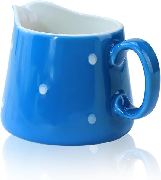 CHOOLD Polka Dot Ceramic Creamer with Handle,Coffee Milk Creamer Pitcher/Serving Pitcher/Sauce Pitcher/Milk Creamer Jug for Kitchen 8.5oz