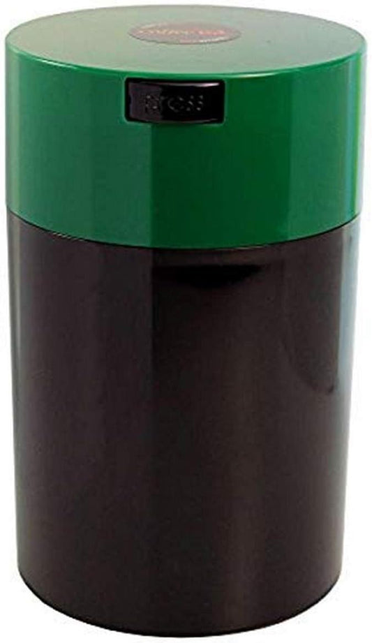 Coffeevac 1LB – Patented Airtight Container | Multi-use Vacuum container works as smell proof containers for ground coffee and coffee bean containers. Black cap and green body.