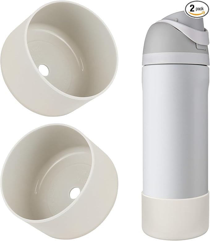 2PCS Silicone Water Bottle Boot, Compatible with Owala 24oz 32oz 40oz, Protective Anti-Scratch & Anti-Dent No Noise Sleeve Cover for FreeSip/Twist/Flip Water Bottles (Fog, 24oz)