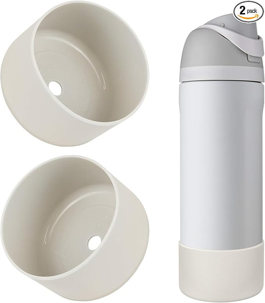 2PCS Silicone Water Bottle Boot, Compatible with Owala 24oz 32oz 40oz, Protective Anti-Scratch & Anti-Dent No Noise Sleeve Cover for FreeSip/Twist/Flip Water Bottles (Fog, 24oz)