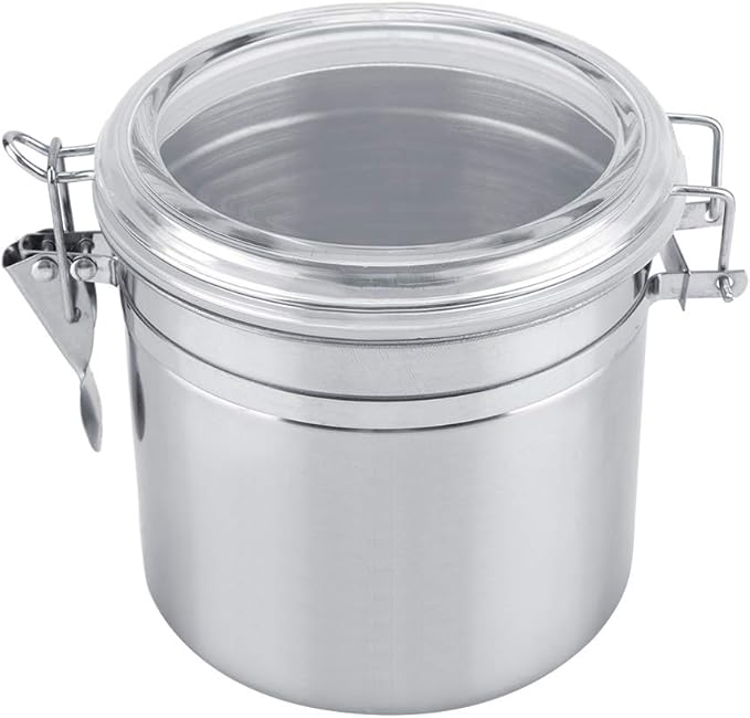 Coffee Canister Airtight, Stainless Steel Container Vacuum Sealed Food Storage Containers for Rice Grain Cereal Oatmeal Beans Handles Lid Flour Bean Tea Sugar Cookie (m)