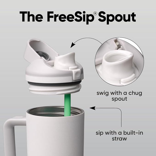 Owala FreeSip Tumbler - Stainless Steel - 30-oz. - Grey/White (Shy Marshmallow)