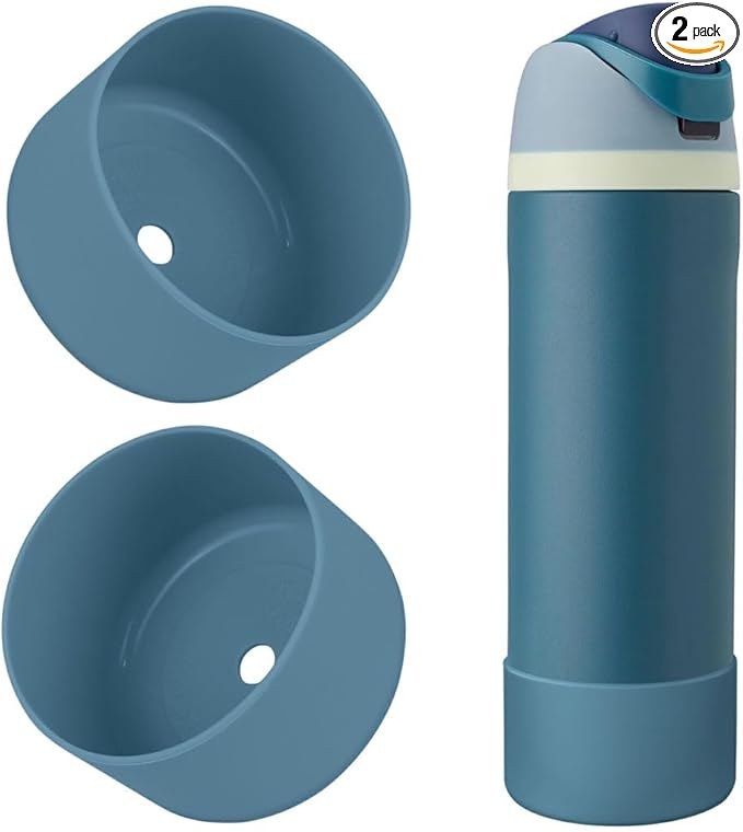 2PCS Silicone Water Bottle Boot, Compatible with Owala 24oz 32oz 40oz, Protective Anti-Scratch & Anti-Dent No Noise Sleeve Cover for FreeSip/Twist/Flip Water Bottles (Denim, 24oz)