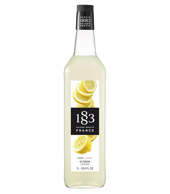 1883 Lemon Syrup for Drinks, Made in France, 1 Liter Glass Bottle