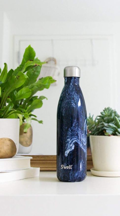 S'well Stainless Steel Water Bottle, 25oz, Azurite Marble, Triple Layered Vacuum Insulated Containers Keeps Drinks Cold for 48 Hours and Hot for 24, BPA Free, Perfect for On the Go