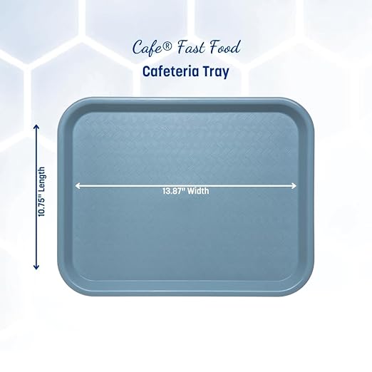 Carlisle FoodService Products Cafe Cafeteria Tray, Meal Tray, Fast Food Tray with Patterned Surface for Cafeterias, Fast Food, and Dining Room, Plastic, 10 x 14 Inches, Slate Blue, (Pack of 24)