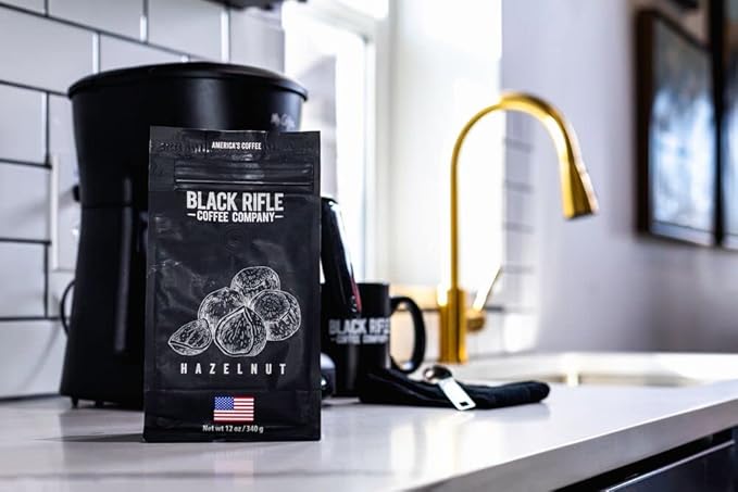 Black Rifle Coffee Company Hazelnut, 12oz Bag, Ground Coffee Medium Roast - Roasted Blend Made from Arabica Beans - Colombian & Brazilian Beans - Veteran Founded & American Made