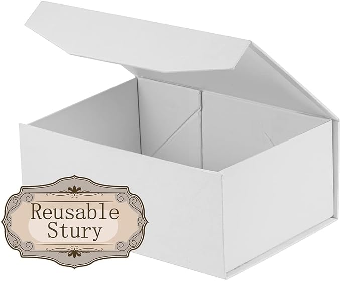 10 Small White Gift Boxes 9.5x7x4 Inches, Magnetic Gift Box with Lid for Gift Packaging, Wholesale gift boxes for Presents, Bridesmaid Proposal Boxes (10pcs/pack)