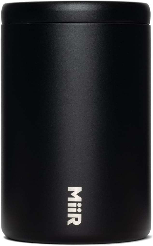 MiiR Airlock Coffee Canister, 12-oz Capacity, 18/8 Stainless Steel, 90% Recycled Content, Sleek Minimalist Design, Black