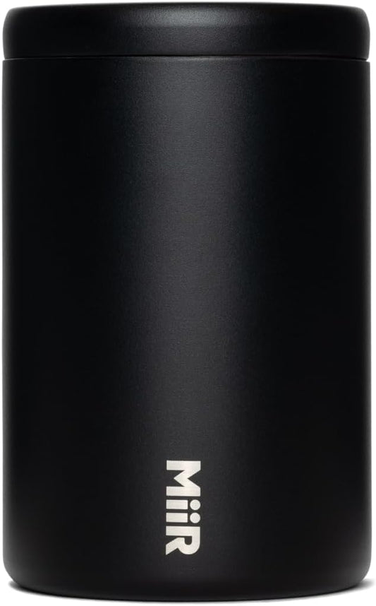 MiiR Airlock Coffee Canister, 12-oz Capacity, 18/8 Stainless Steel, 90% Recycled Content, Sleek Minimalist Design, Black