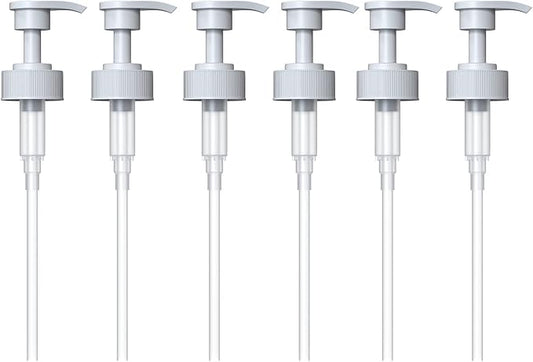 Gallon Pump Dispenser for Glass Jugs or Plastic Bottles - Compatible with Listerine Pump 1-1.5L Bottle Heavy-Duty Commercial Grade for Syrup, Soap, Condiments, Detergent - Pack of 6 White Pumps