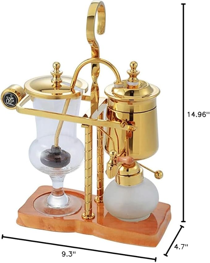 VPABES Belgian Royal Balance Syphon Siphon Coffee Machine Set, Gold Belgium Unique Gravity Vintage industrial Balance Syphon Coffee Maker Gold Vacuum Brewing System,13.5oz