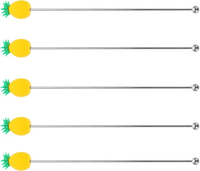 5pcs Pineapple Fruit Cartoon Cocktail Stir Sticks Metal Multi-Function Drink Mixers Bar Supplies for Parties and Coffee Stirring