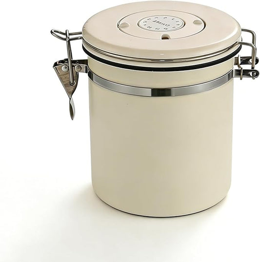 MEGAWISE 304 Stainless Steel Coffee Canister – Large Capacity Kitchen Container with CO₂ Valve & Date Tracker, Vacuum-Sealed Canister for Coffee Beans, Grounds & Dry Goods (1.5, Liters)