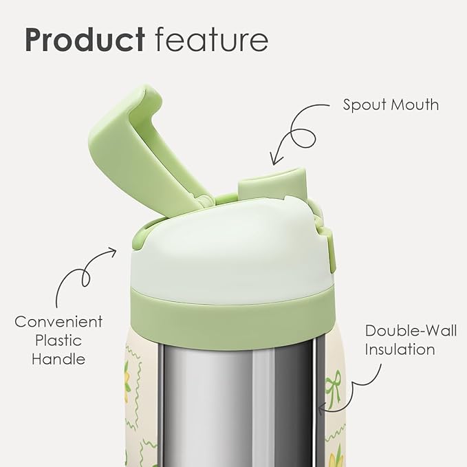 Lemon Stainless Steel Water Bottle, Vacuum Insulated, Push-Button Lid, 32 oz, Gifts for Women Girls Friends Teens Birthday Christmas