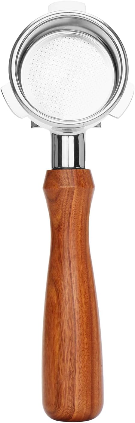 DIBTSA 54mm Portafilter Compatible with Breville RM-BES870XL, BES878BSS, BES840XL, BES840CBXL, BES840BSXL, BES810BSS, Double Spouts 3 Ears, Stainless Steel Head and Filter Basket and Wood Handle