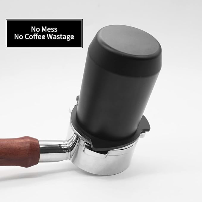 54mm Espresso Dosing Cup for Portafilter, Matte Black Grounds Cup with Grinder-Activating Ring, Easy Transfer & Less Mess, Compatible with 54mm Breville Portafilters