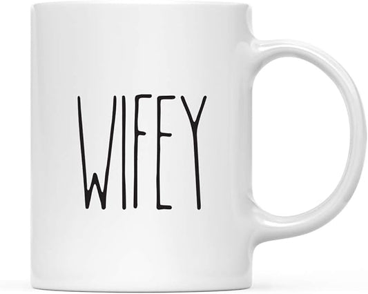 Andaz Press Simple Rustic Farmhouse Kitchen Decor 11oz. Ceramic Coffee Tea Mug Gift, Wifey, 1-Pack, Birthday Christmas Gift Ideas for Family, Friends