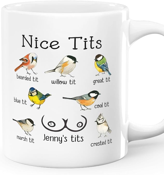 Joymade Personalized Ceramic Coffee Mug, Funny Custom Mug for Bestie, Friends, Couple, Coworker, Snowman Lovers (Silly Birdies Funny Gift)