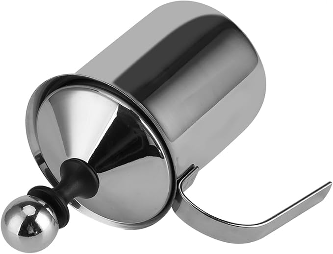Handheld Milk Frother Pitcher, Manual Milk Fr Stainless Sel Stainless Steel Manual Foamer, Milk Fr Manual For Milk Coffee Milk Creamer Frother Cappuccino Coffee Foam Pitcher With Handle And Lid For