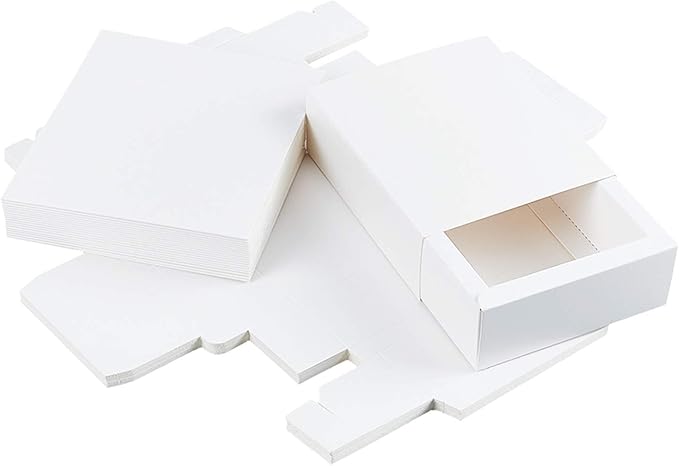 BENECREAT 20 Pack Kraft Paper Drawer Box 5x4.5x1.7 Festival Gift Wrapping Boxes Soap Jewelry Candy Weeding Party Favors Gift Packaging Boxes, White