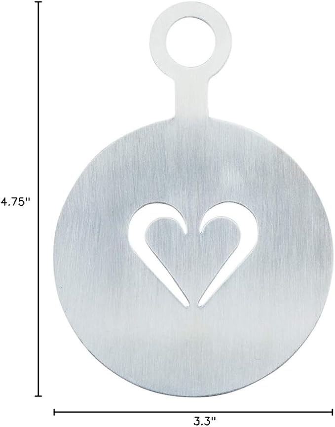 Restaurantware-Restpresso 4.75 Inch Latte Stencil, 1 Heart Coffee Stencil - Coffee Art Template, Decorate Cupcakes, Cakes, or Cookies, Stainless Steel Cappuccino Template, Heat-Resistant