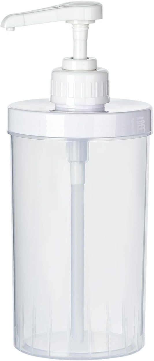 Uceoo Coffee Syrup Dispenser, Plastics Syrup Bottle with Plastic Pump, 33.8 Oz Large Capacity Circular Syrup Pump Dispensers for Coffee Bar, Simple Pump Bottle for Honey, Condiments, Salad Dressings