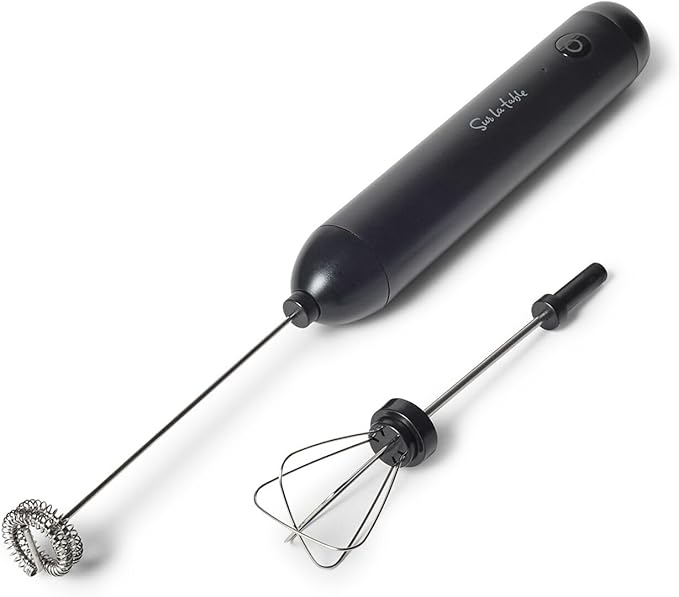 Sur La Table Rechargeable Milk Frother & Whisk, Black
