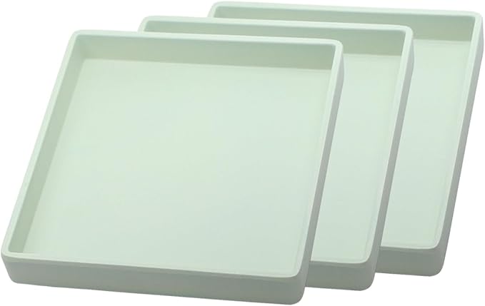 Small Square Tray (5.9 inch) 3 Pack, Durable Green Tray for Desserts & Organization, Lightweight for Coffee, Drinks, Party, Seasoning, Perfume and Display.