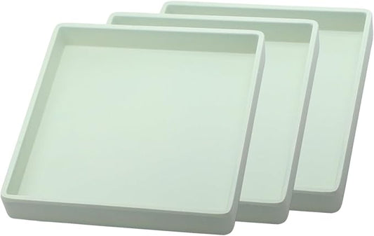 Small Square Tray (5.9 inch) 3 Pack, Durable Green Tray for Desserts & Organization, Lightweight for Coffee, Drinks, Party, Seasoning, Perfume and Display.