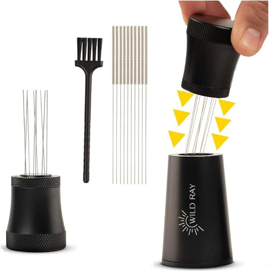 WDT Tool Espresso Distributor - WDT Espresso Set - 0.35mm 9 Needle Espresso Distribution Tool w/ 10 Espresso Needle Distributor - Aluminum Alloy Coffee Distribution Tool - Espresso Accessories Kit