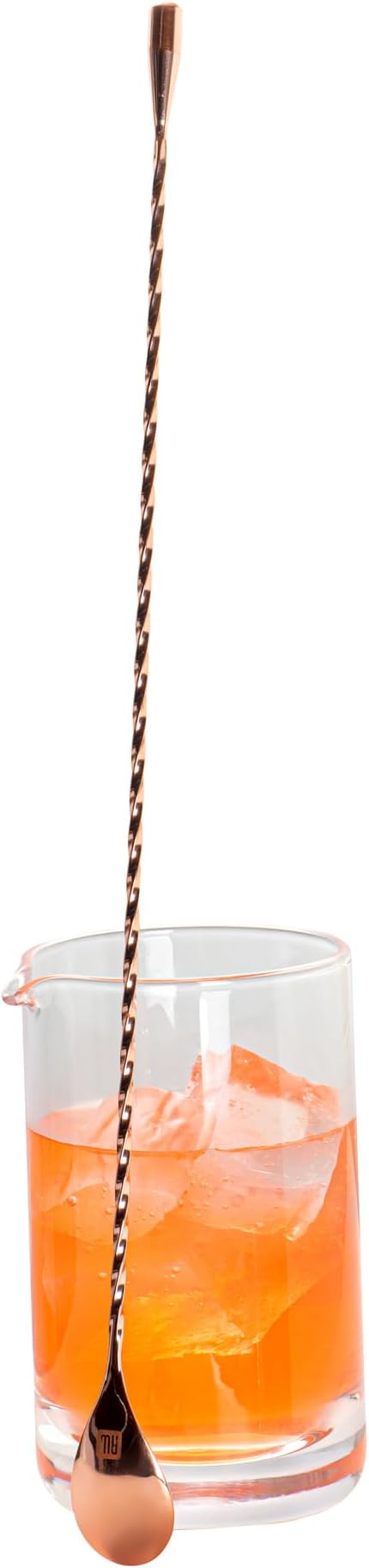 Restaurantware Bar Lux 16 Inch Bar Spoon 1 Corkscrew Handle Cocktail Stirrer Spoon - Long Commercial Copper-Plated Stainless Steel Cocktail Mixing Spoon For Stirring And Mixing