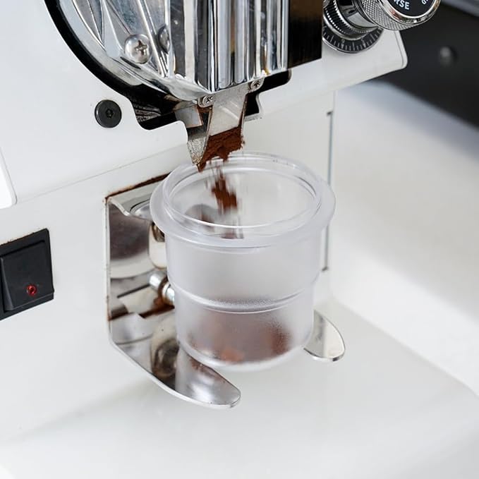 watchget 58mm Dosing Cup Espresso Coffee Dosing Cup Compatible with 58mm Portafilters Plastic Espresso Dosing Cup Coffee Machine Accessories, Frosted Transparent