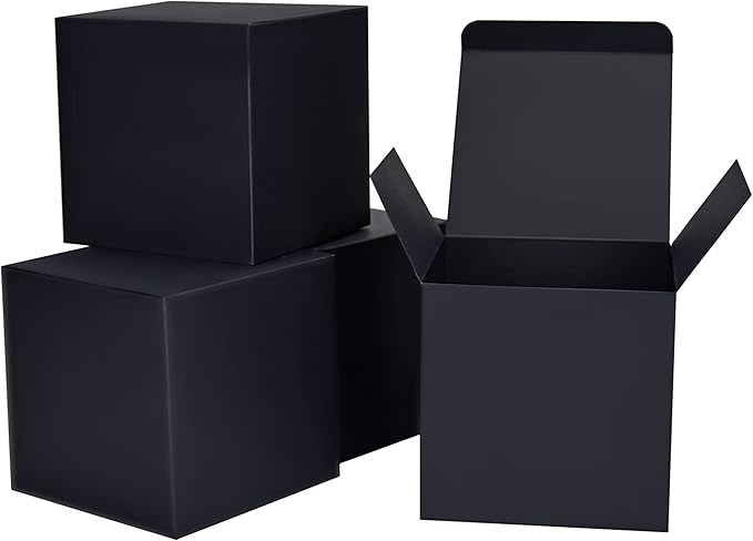 HUAPRINT Black Gift Boxes with Lids 5x5x5 inch,24 Pcs Paper Gift Wrap Box Bulk for Presents,Birthday,Bridesmaid Proposal,Groomsmen Engagements,Christmas,Wedding Party Favor,Cupcake,Crafting,Holidays