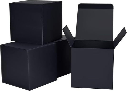 HUAPRINT Black Gift Boxes with Lids 5x5x5 inch,24 Pcs Paper Gift Wrap Box Bulk for Presents,Birthday,Bridesmaid Proposal,Groomsmen Engagements,Christmas,Wedding Party Favor,Cupcake,Crafting,Holidays