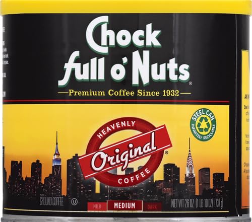 Chock Full o’Nuts Original Roast Ground Coffee, Medium Roast – Coffee Beans – Smooth, Full-Bodied Medium Blend with A Rich Flavor (26 Oz. Can) (Pack of 2)